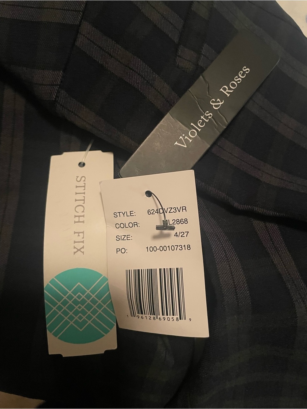 NWT Violets & Roses Plaid Ankle Pants/ Blue Green Slim Career Pants/ 4/27 - Picture 5 of 5